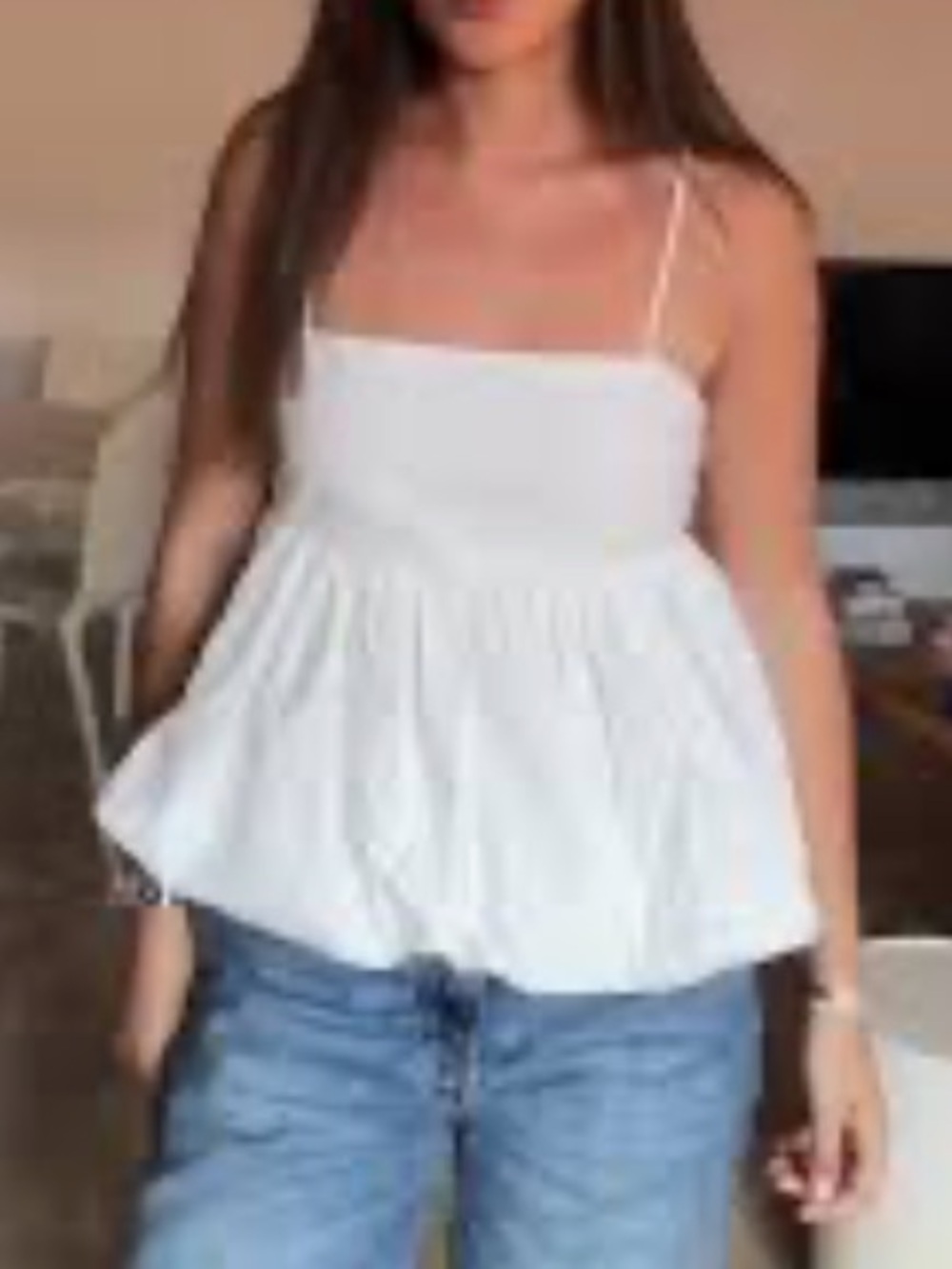 Pull&Bear Bubble Hem Spaghetti Strap Peplum Top NEW!